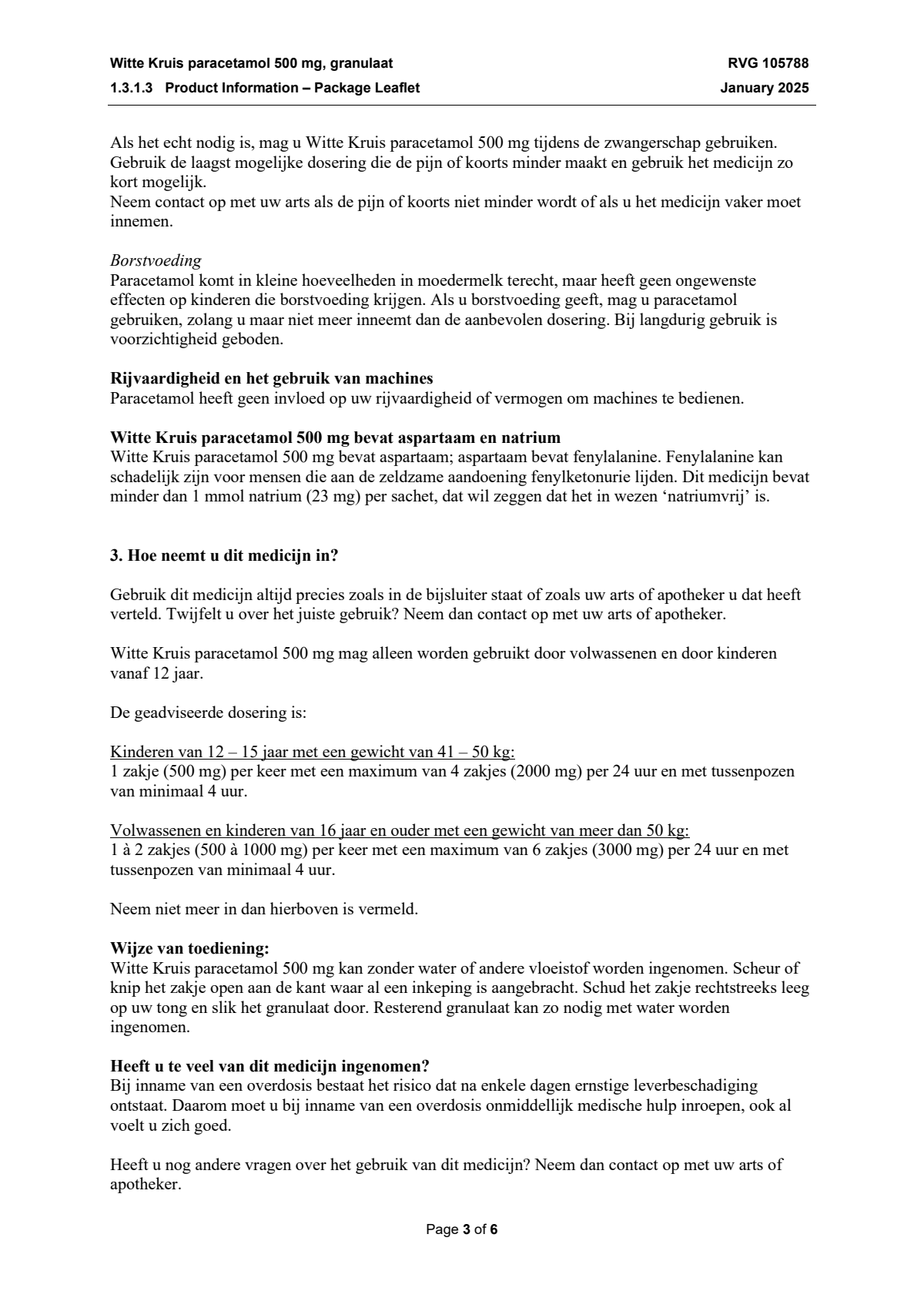 Paracetamol 500mg Granulaat afbeelding van document #3, leaflet