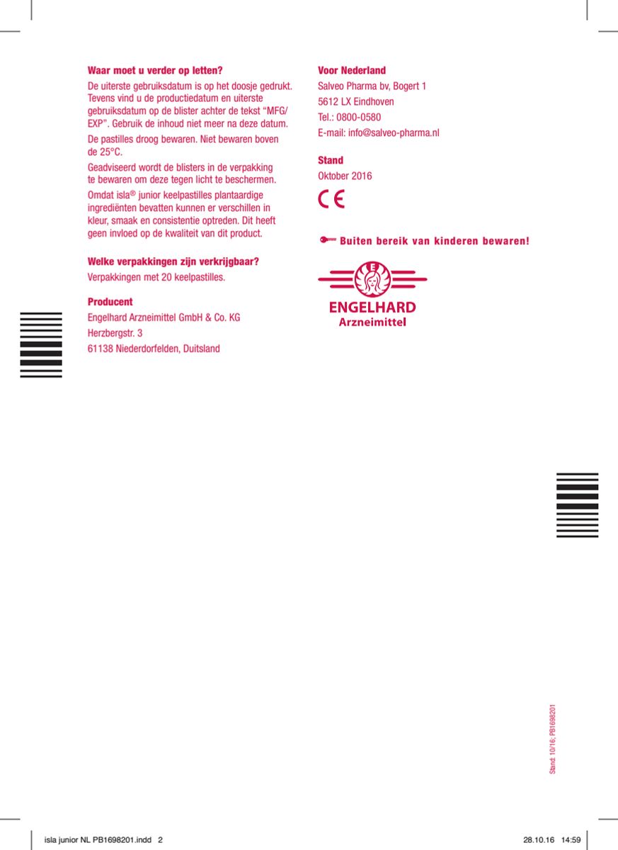 Junior Keelpastilles - bij kriebelhoest en keelklachten Duoverpakking afbeelding van document #2, instructions