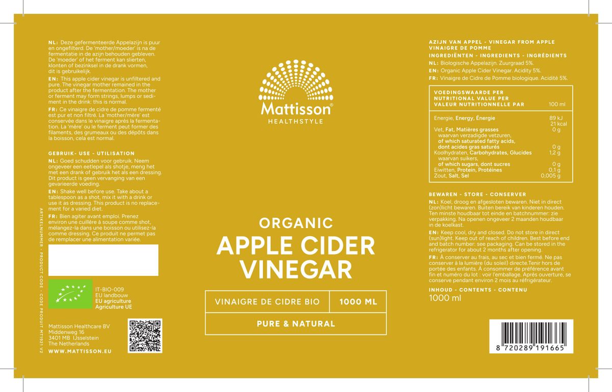 Biologische Appel Cider Vinegar Pure afbeelding van document #1, label