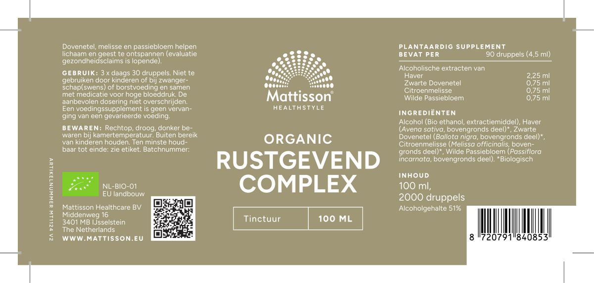 Mattisson Biologisch Rustgevend | De Online Drogist