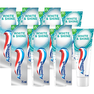 Aquafresh White & Shine Tandpasta - voor stralende en wittere tanden Multiverpakking 6x75ML