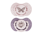 Difrax LOVI Dynamic Pacifier 0-3 Months Botanic Pink Purple - Fopspeen 2ST