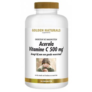 Golden Naturals Acerola Vitamine C 500mg Zuigtabletten 100TB Golden Naturals Acerola Vitamine C 500mg Zuigtabletten 100TB