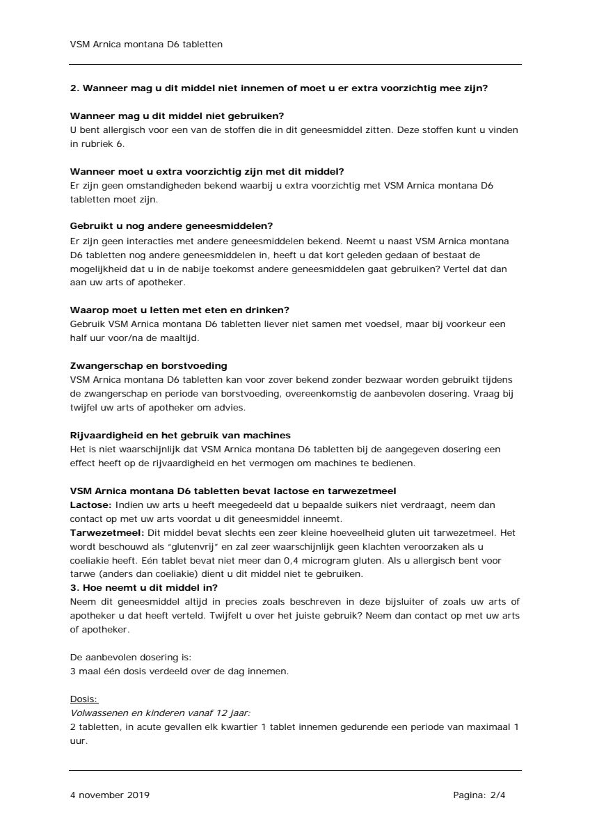 Arnica Montana D6 Tabletten afbeelding van document #2, leaflet