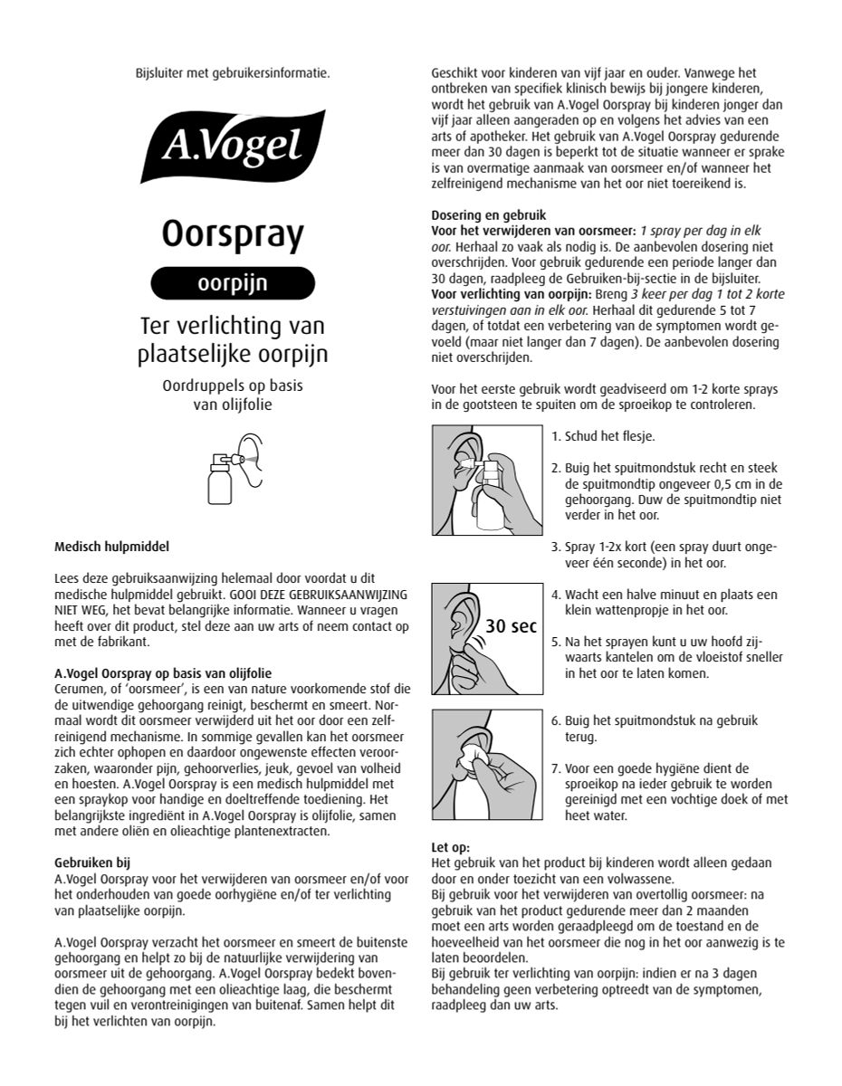 Oorspray Oorpijn afbeelding van document #1, instructions