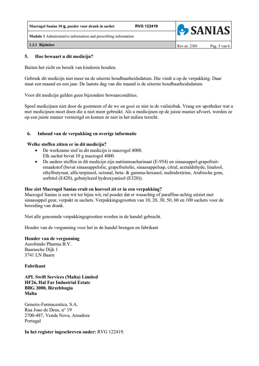 Macrogol Poeder 10gr afbeelding van document #5, leaflet