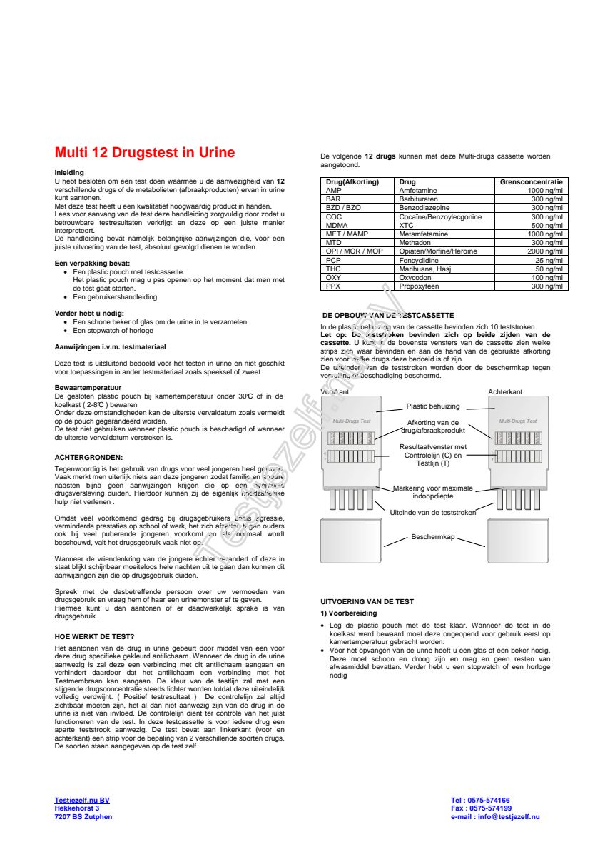 Drugstest Multi 12 afbeelding van document #1, instructions