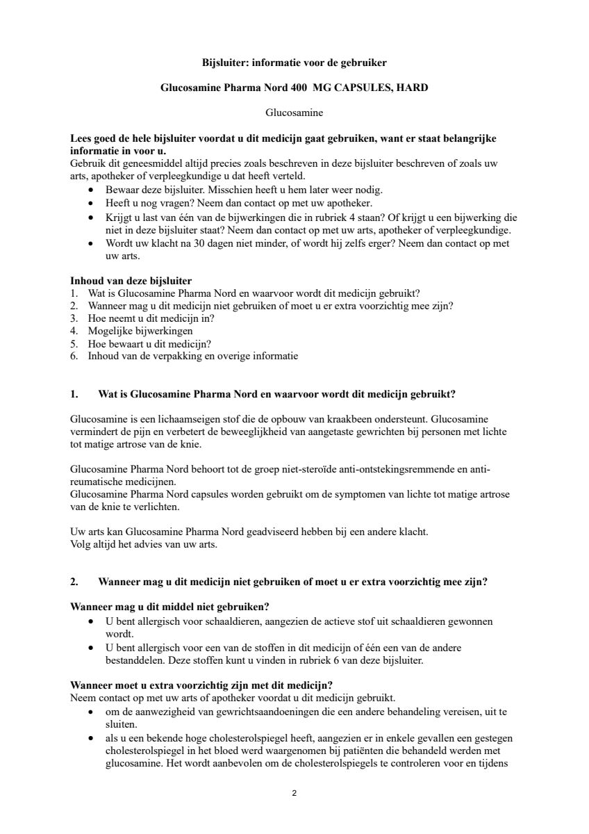 Glucosamine 400mg Capsules afbeelding van document #2, leaflet