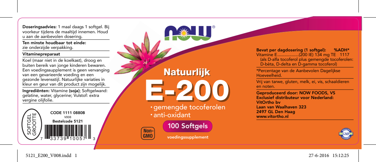 E-200 Gemengde Tocoferolen Softgels afbeelding van document #1, label