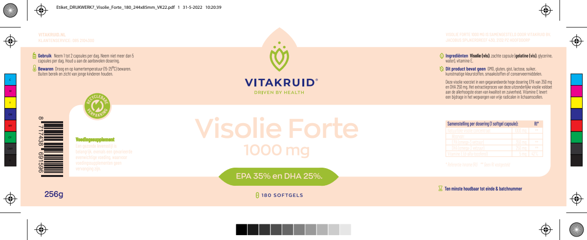 Visolie Forte 1000 mg EPA 35% DHA 25% afbeelding van document #1, label