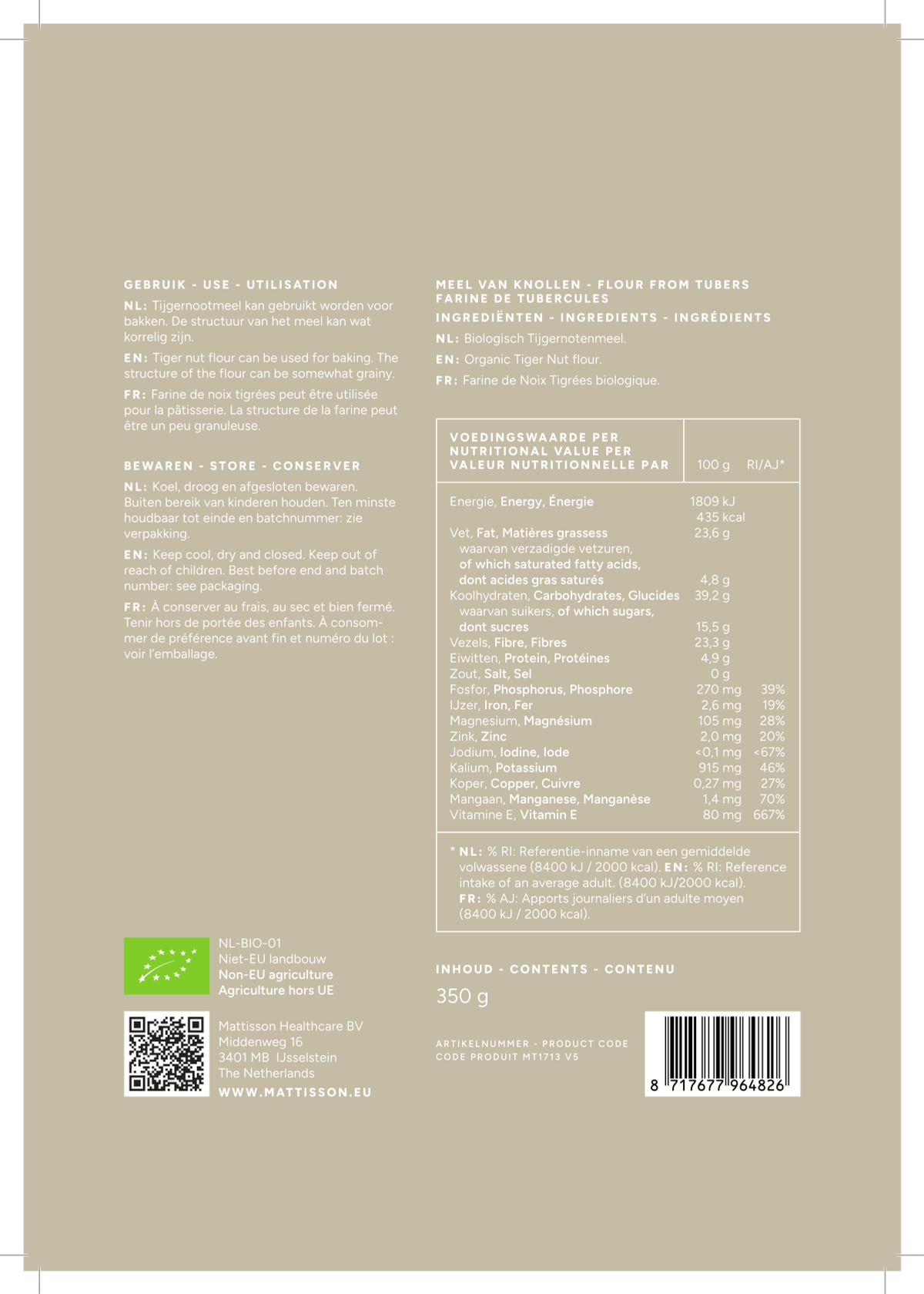 Biologische Chufa Tijgernoot Meel afbeelding van document #1, label
